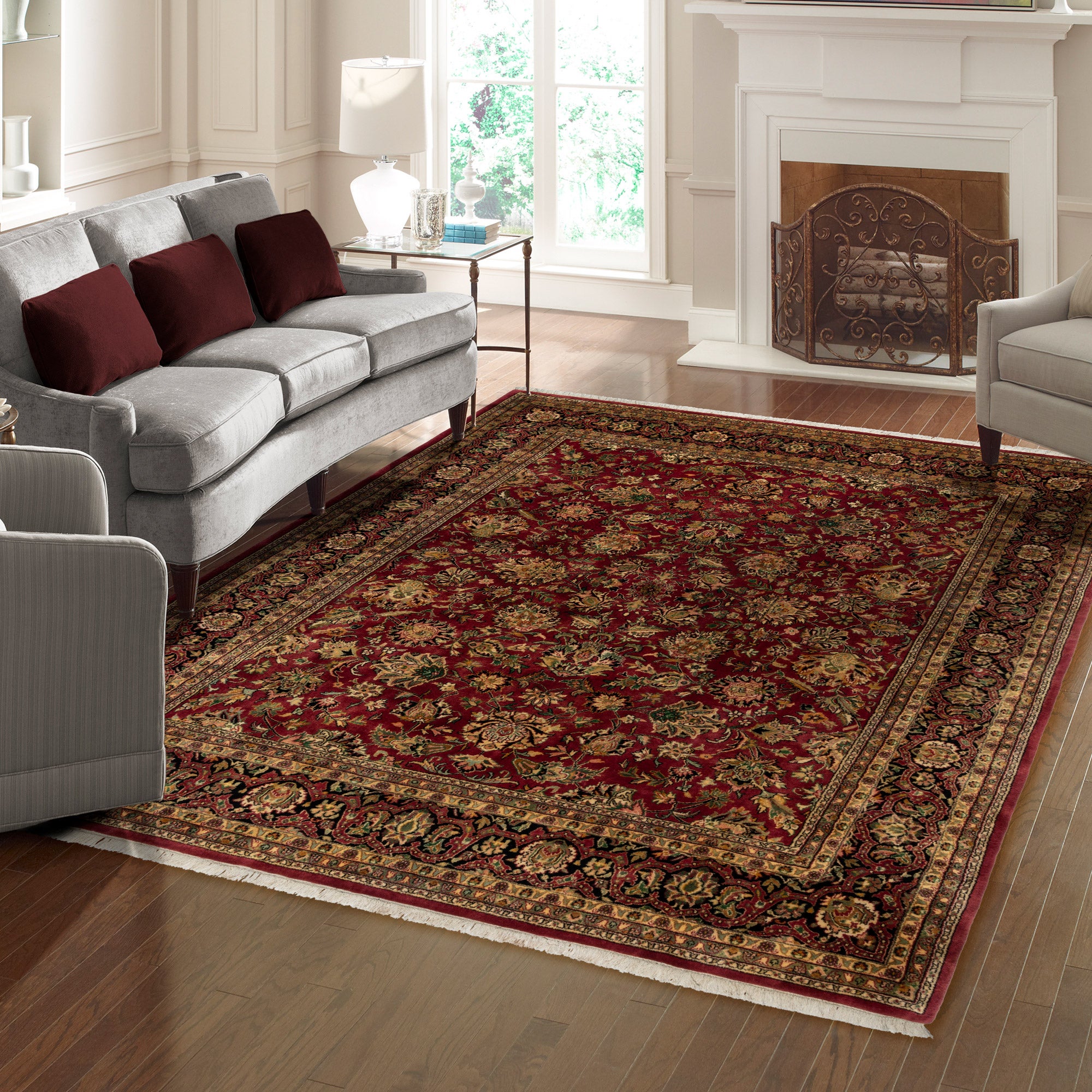 Montacute Hand Knotted Rug Collection, St. Mortiz Burgundy