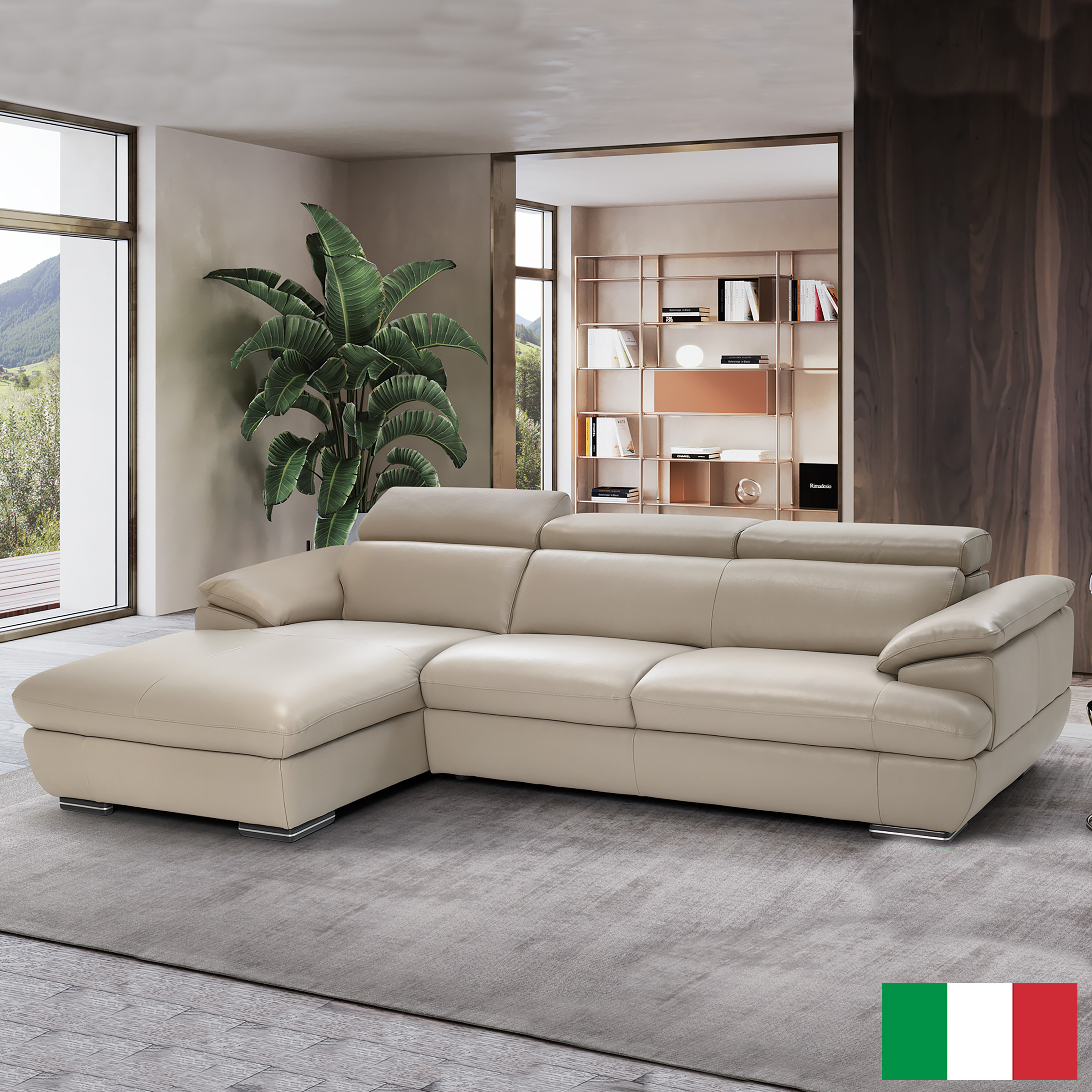 Monza II 2-piece Top Grain Leather Left-hand Facing Sofa Chaise