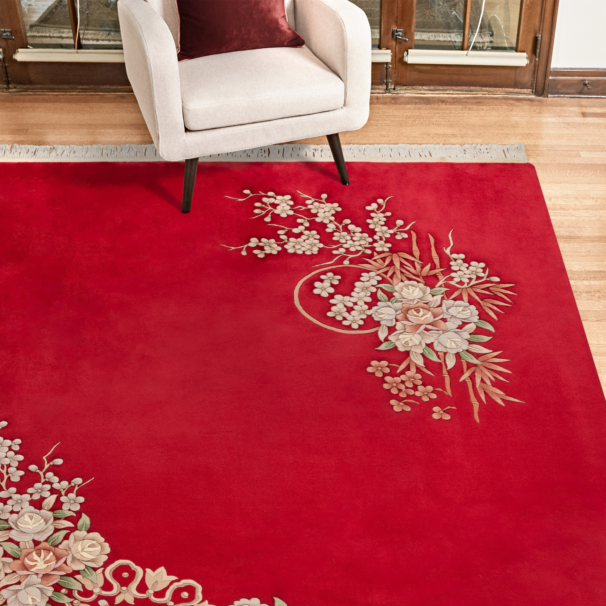 Pagoda Hand Knotted Rug Collection, Jasmin, Red | Costco