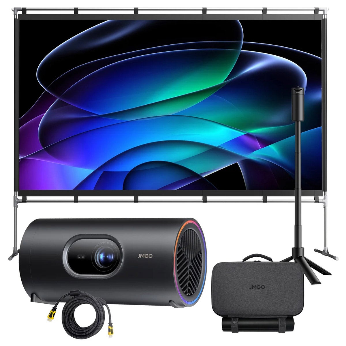 JMGO PicoPlay+ Portable 1080P Google TV Projector Bundle with