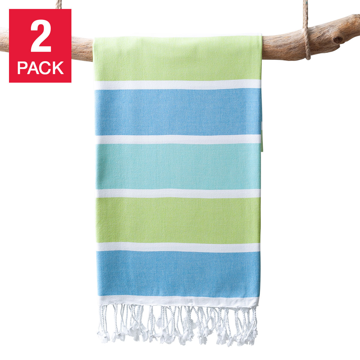 Turkish Towel Company Caribbean Summer Stripe Peshtemal Towel  2-piece
