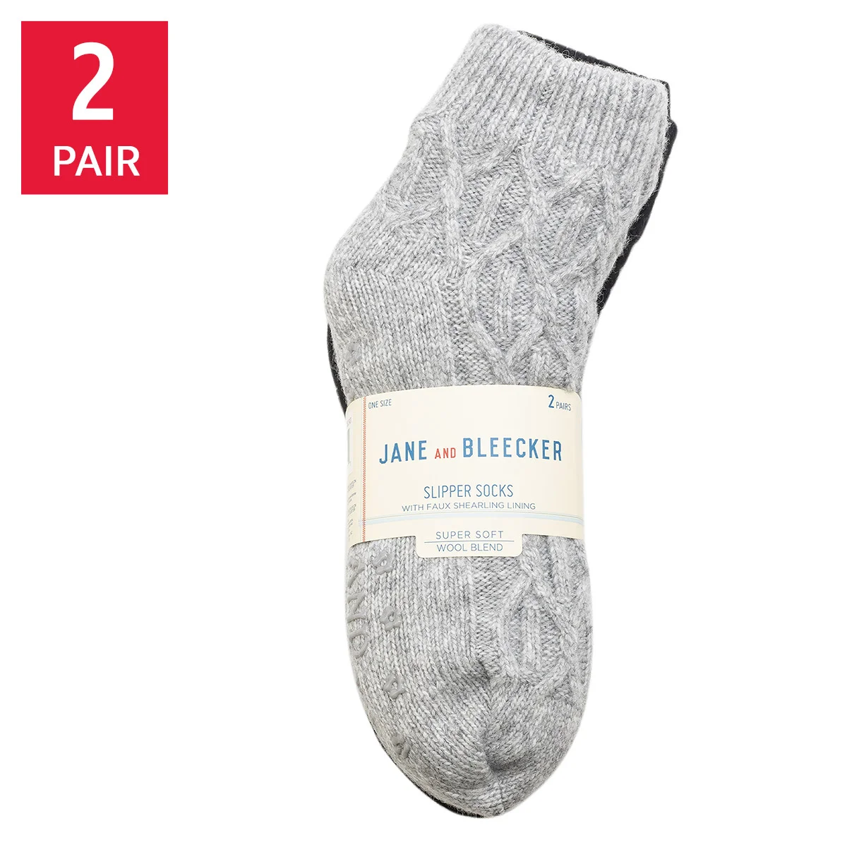 Jane and Bleecker Women's Slipper Sock, 2-pack