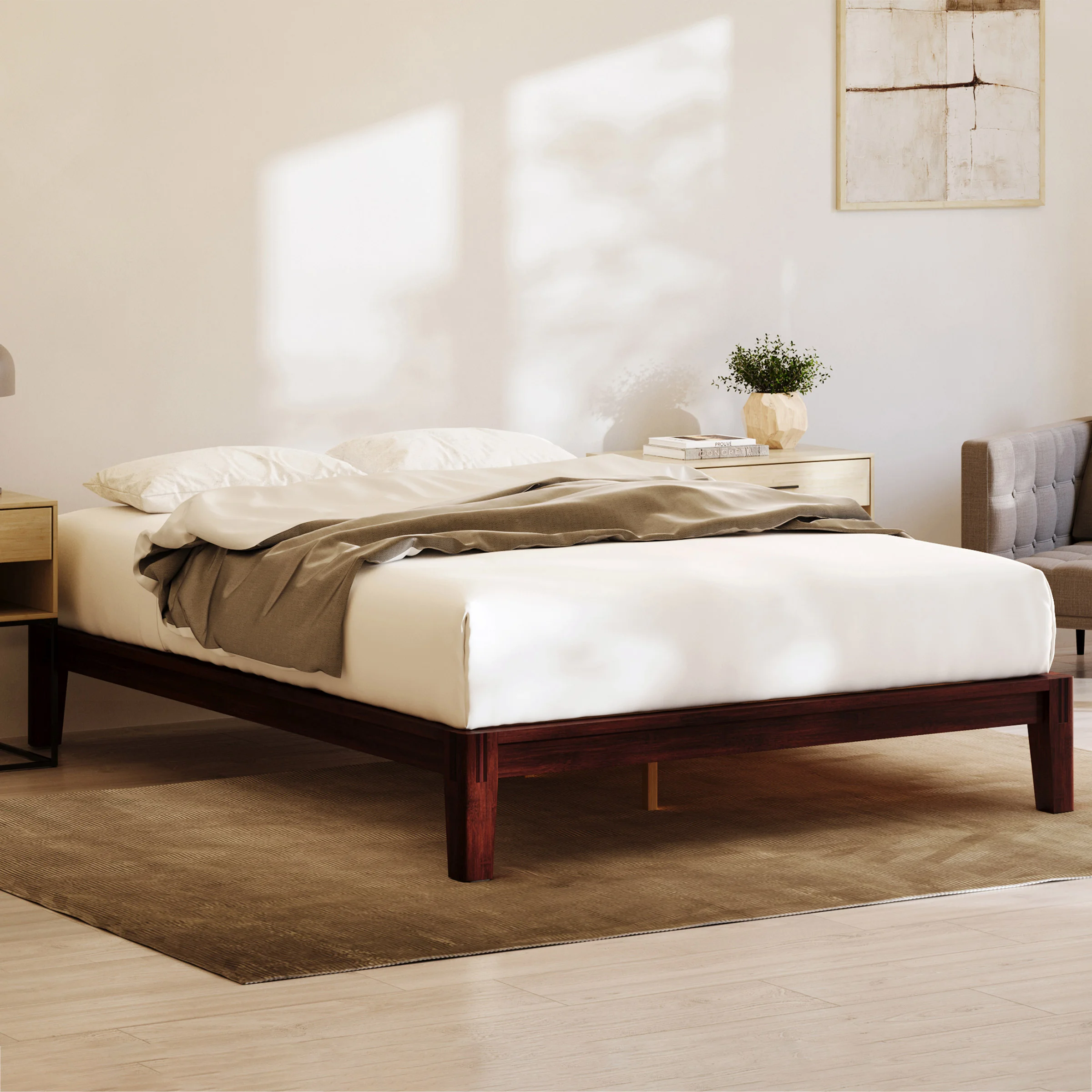 Resident Bamboo Platform Bed Frame, Walnut | Costco