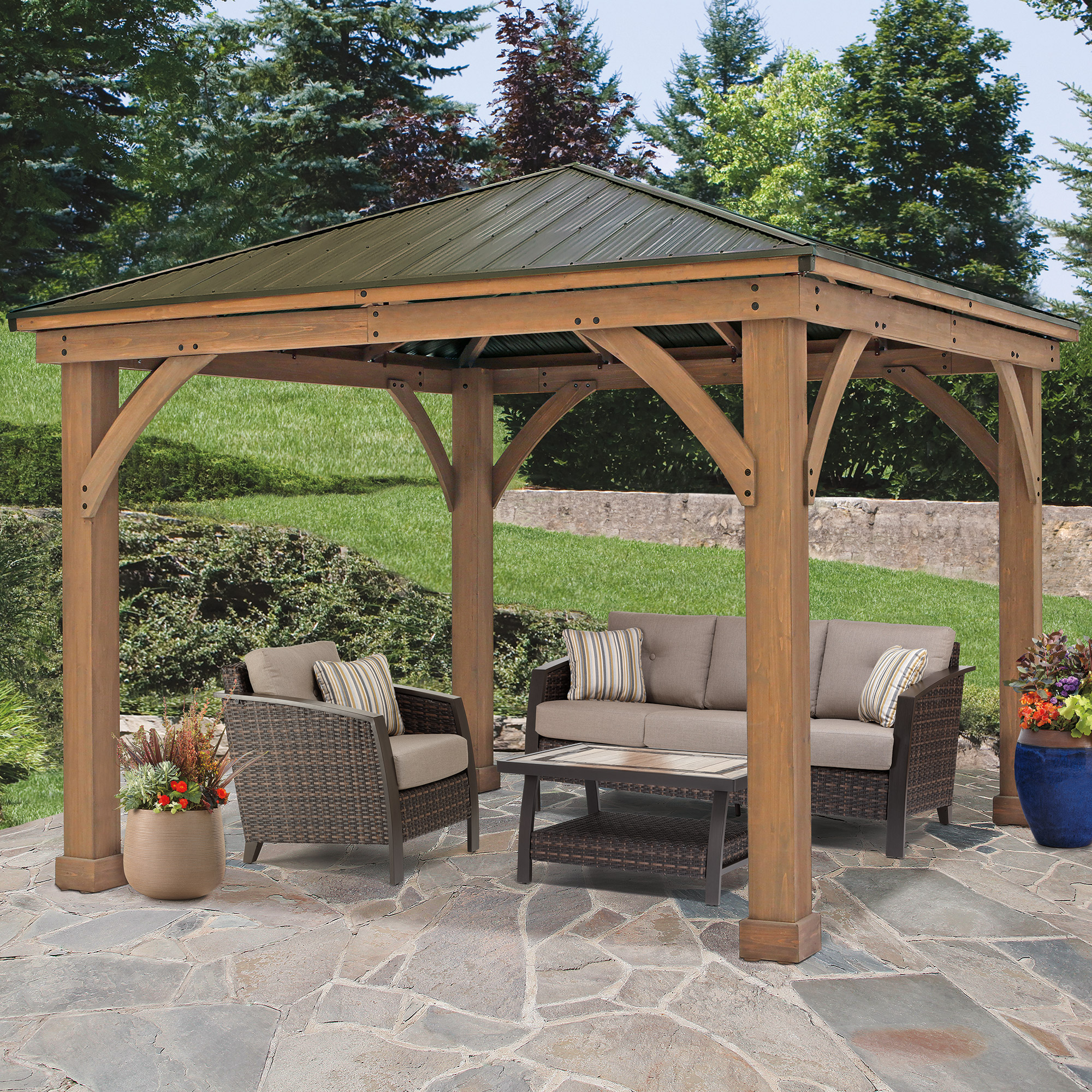 Yardistry Gazebo 12 ft. × 12 ft. with Aluminium Roof 