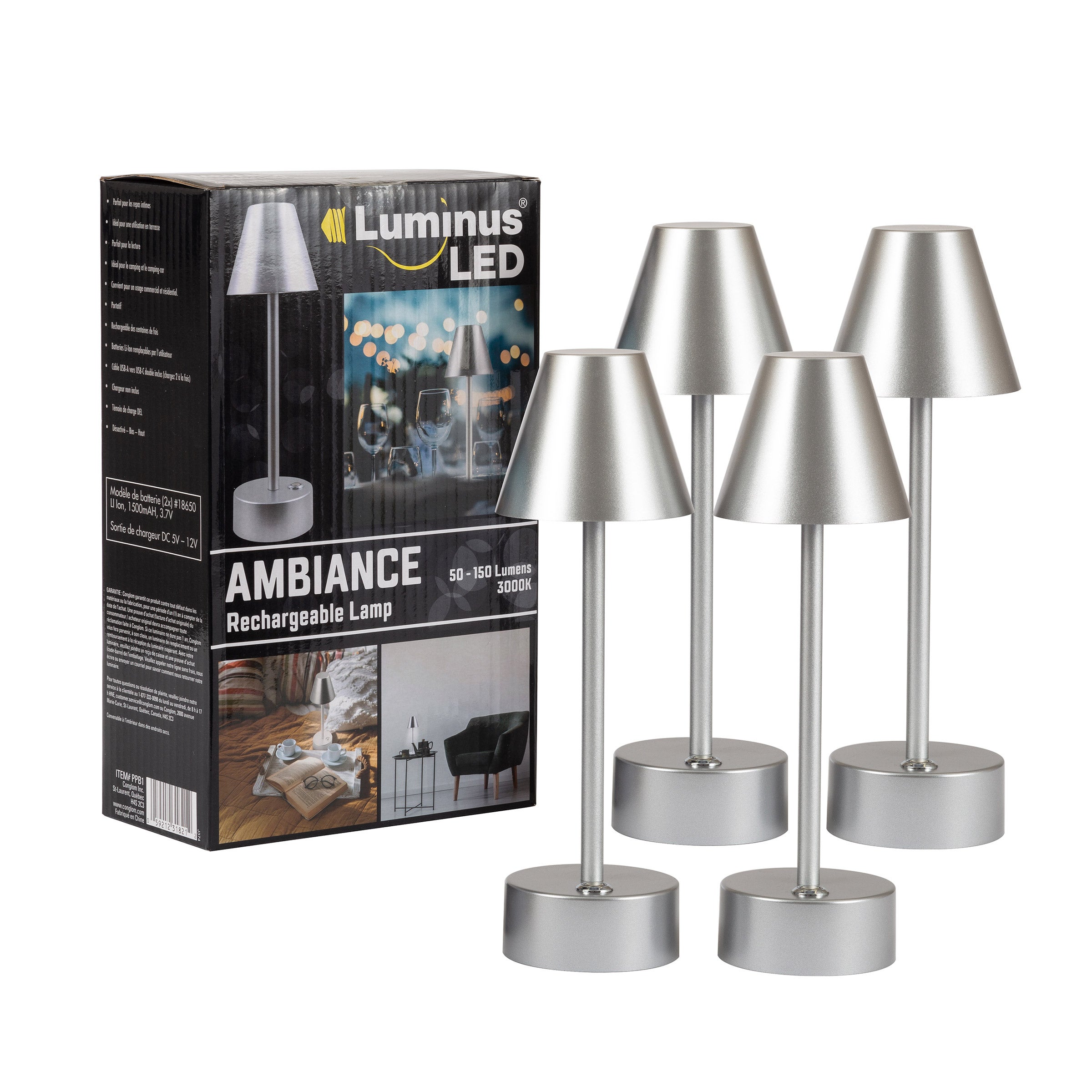 Luminus LED Rechargeable Ambiance Table Lamp, 4-pack | Costco