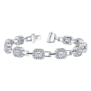 Emerald Cut & Round Brilliant 6.74 ctw VS2 Clarity, H Color Diamond 18kt White Gold Bracelet