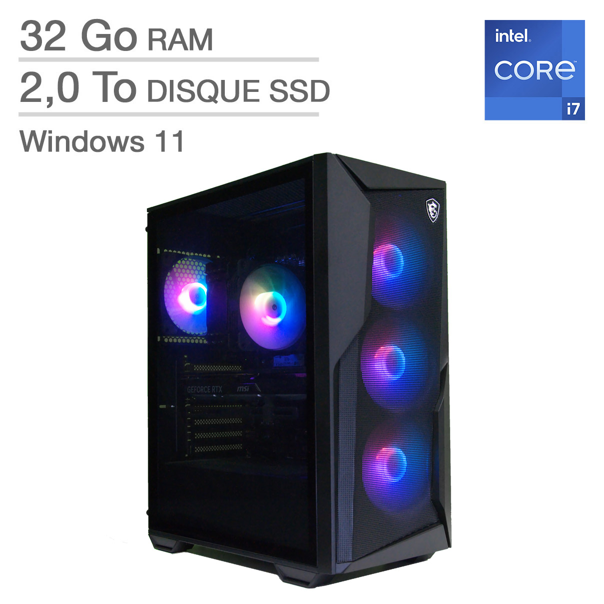 MSI Codex R2 - Ordinateur de bureau de jeux, Intel Core i7-14700F - 32 Go RAM, 2 To SSD, NVIDIA GeForce RTX 5060 Ti de 8 Go