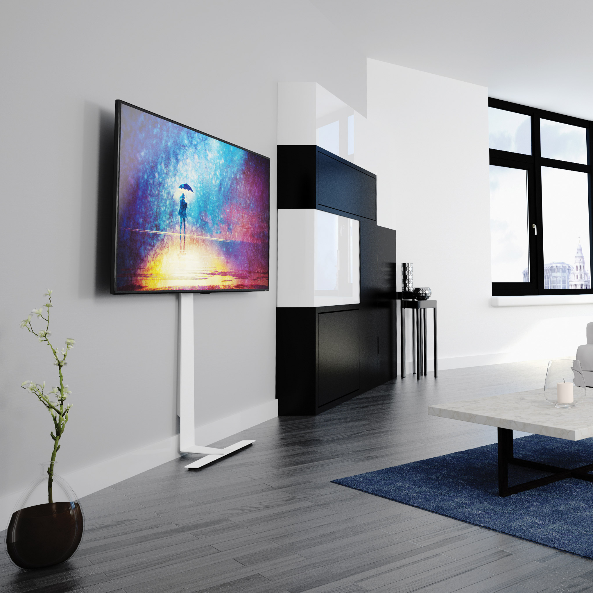 家電 WALL TV Stand AVF Against the Wall TV Floor Stand for TVs up to 80