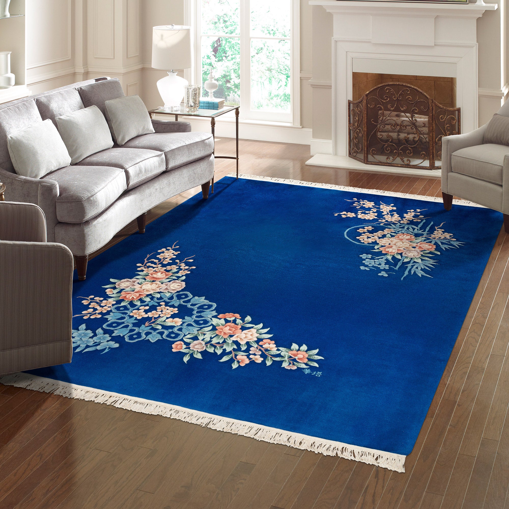 Pagoda Hand Knotted Rug Collection, Jasmin, Blue | Costco