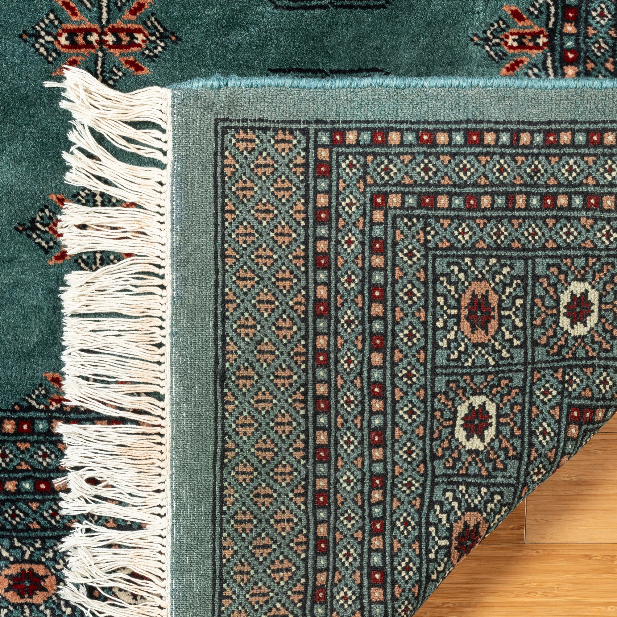 Pakistani Hand Knotted Rug Collection, Royal Bukhara Teal Green, 6