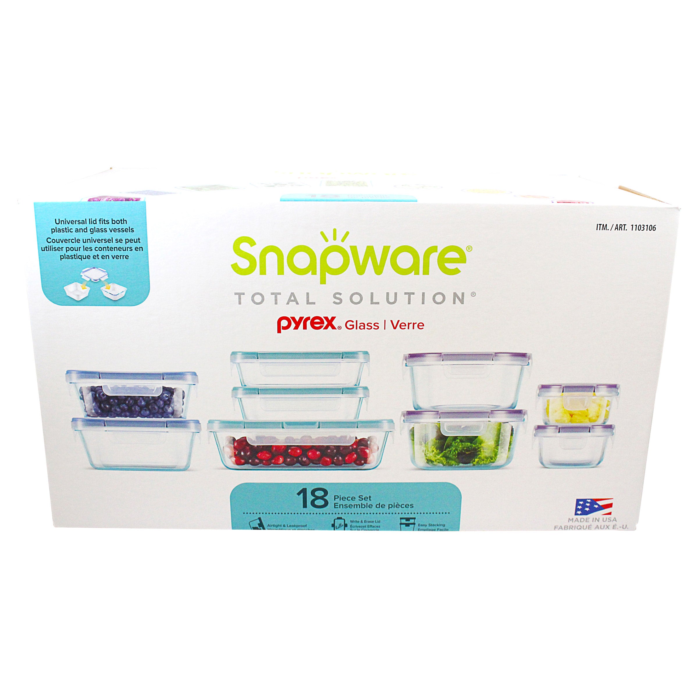 Snapware Pyrex 18-piece Glass Food Storage Set