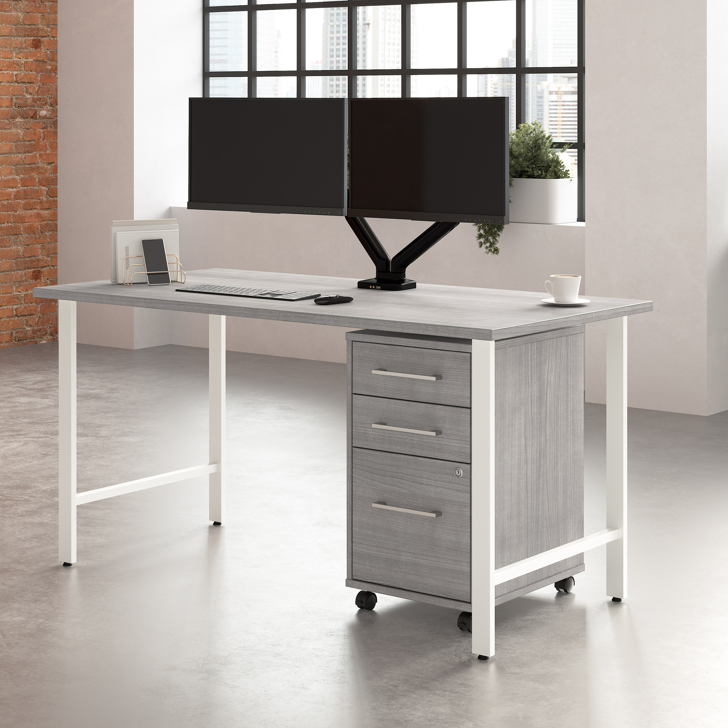 Bush Furniture Office Pro Havin Computer Desk with Mobile File Cabinet