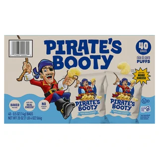 Pirate's Booty Aged White Cheddar Snack, 0.5 oz, 40 count