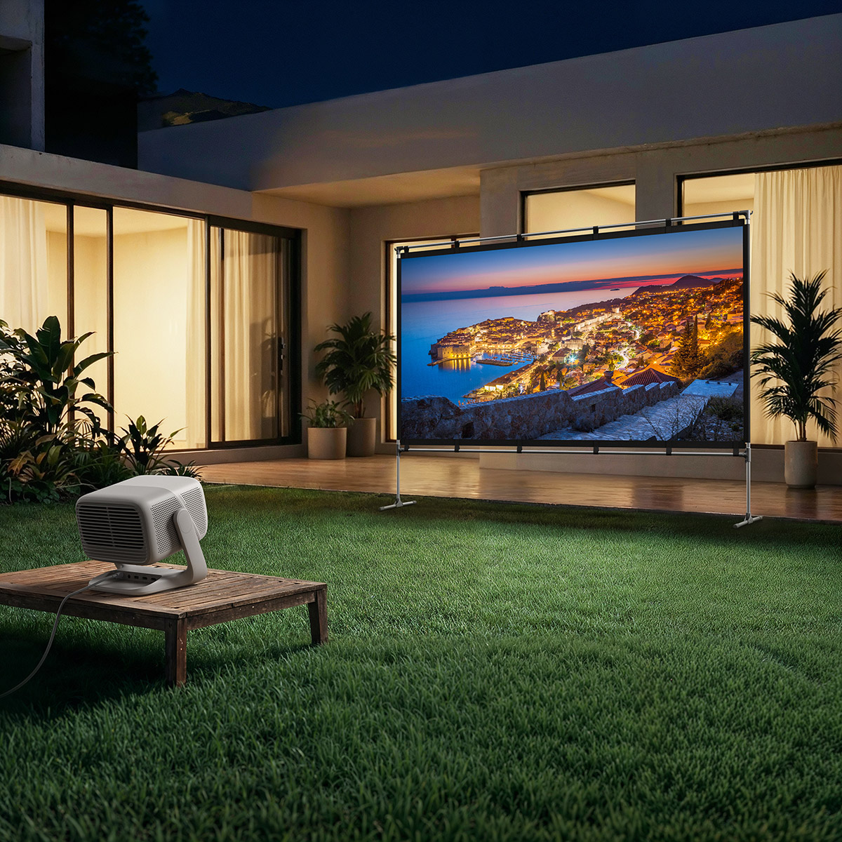 JMGO N3 4K UHD Triple Laser Google TV Smart Projector Bundle with