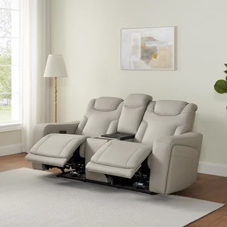 Alton Leather Power Reclining Sofa with Power Headrests and Cooling Unit