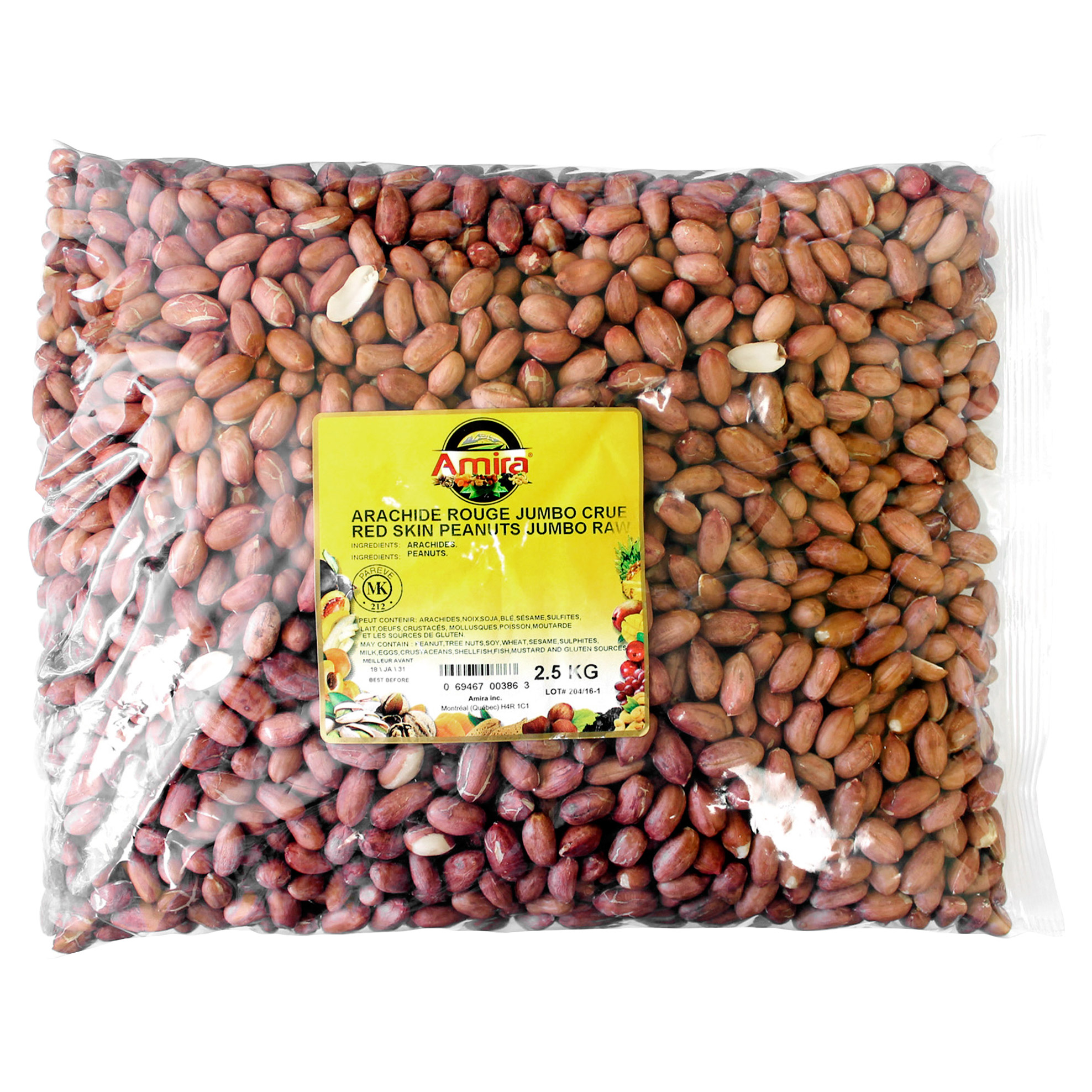 Amira, Red Skin Raw Peanuts, Jumbo, 2.5 kg (5.5 lb)