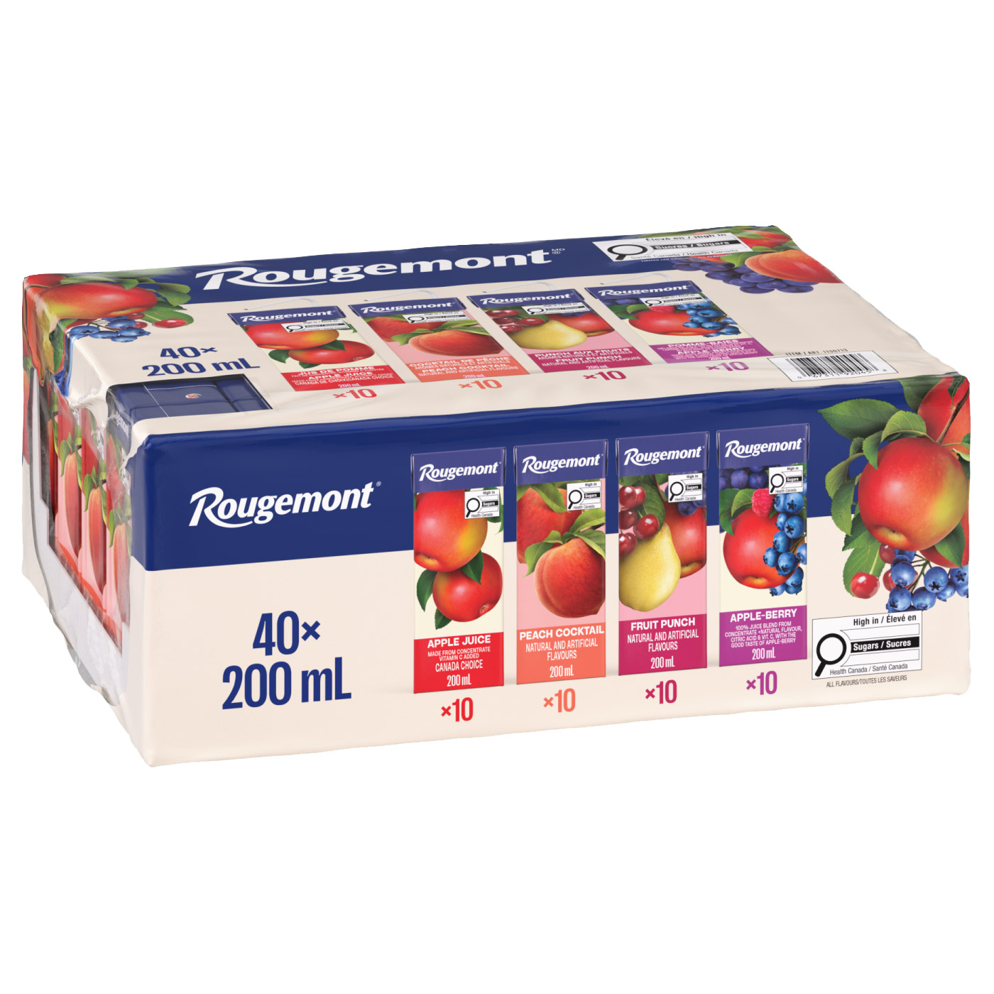 Rougemont 100% Juices and Cocktails, Assorted Flavours, 40 x 200 mL