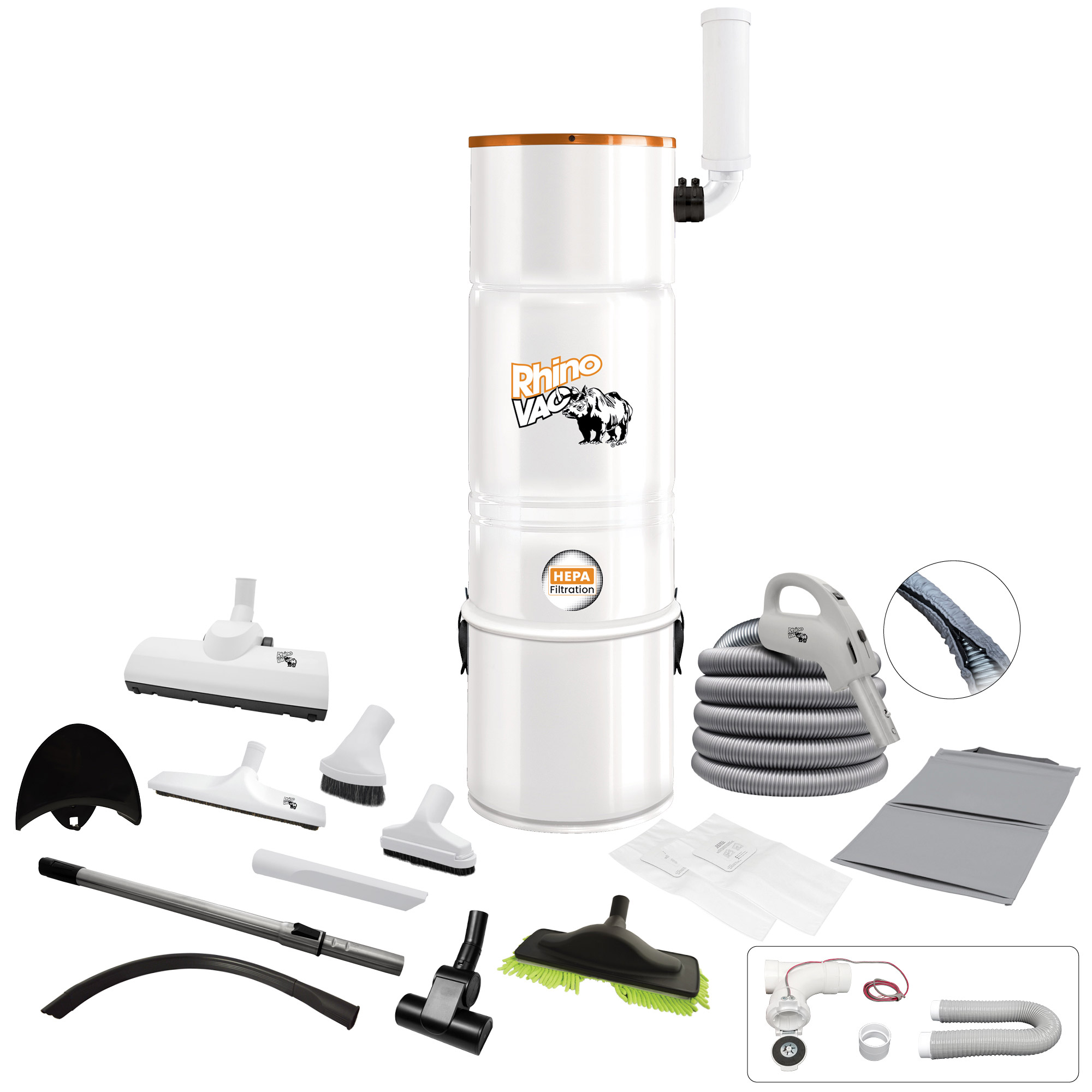 Rhinovac Pro – Central Vacuum With Turbo Air Powerhead - 700 Airwatts , Model VRVAC80A1