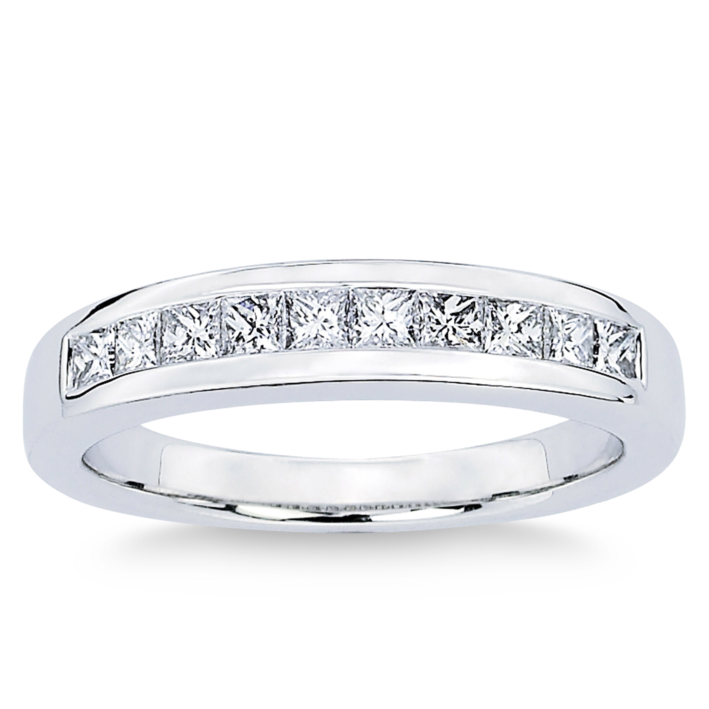 Princess Cut 0.50 ctw  VS2 Clarity  I Color Diamond Platinum Channel Set Band