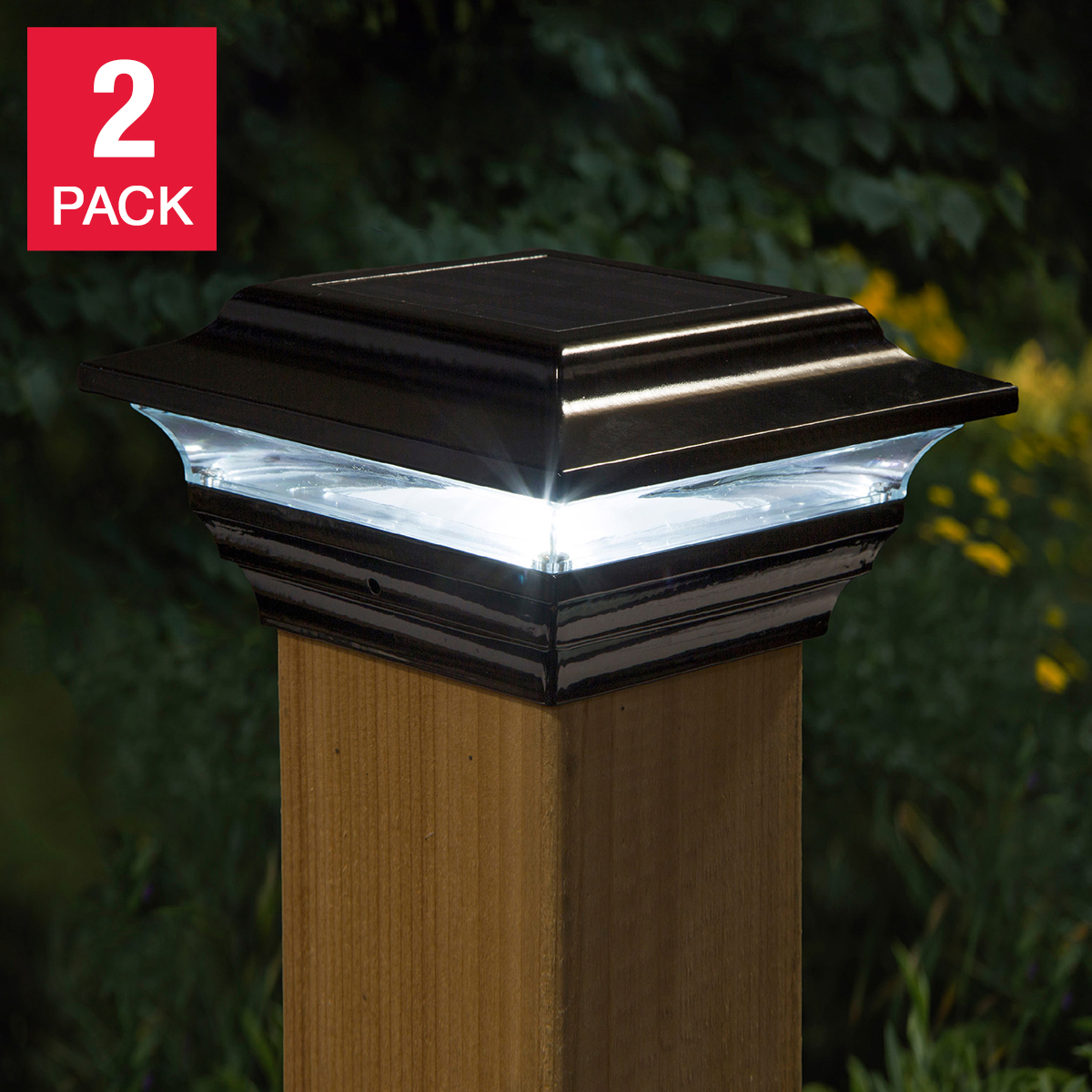 Classy Caps 4 x 4 Black Aluminum Imperial Solar Post Cap, 2-pack