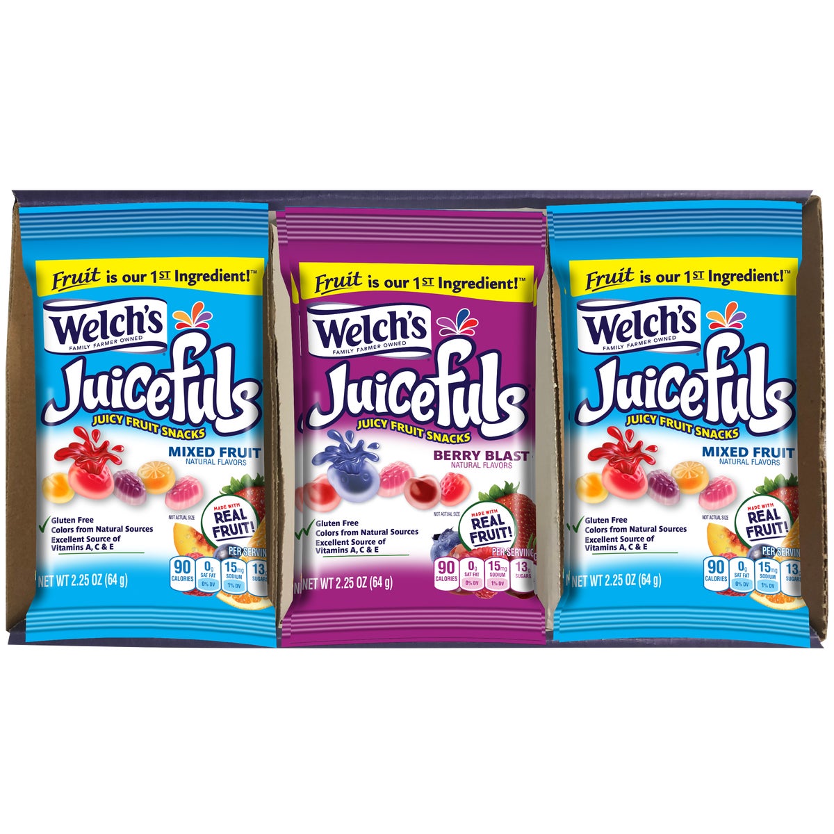 Welch's Juicefuls Juicy Fruit Snacks, Variety Pack, 2.25 oz Welch's Juicefuls Juicy Fruit Snacks, Variety Pack, 2.25 oz