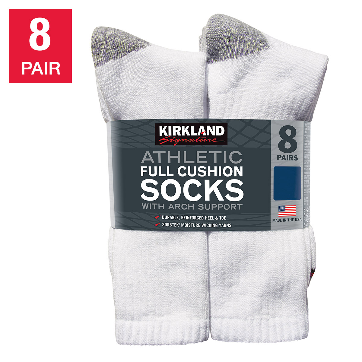 Kirkland Signature Men's Athletic Sock, 8-pair | Costco