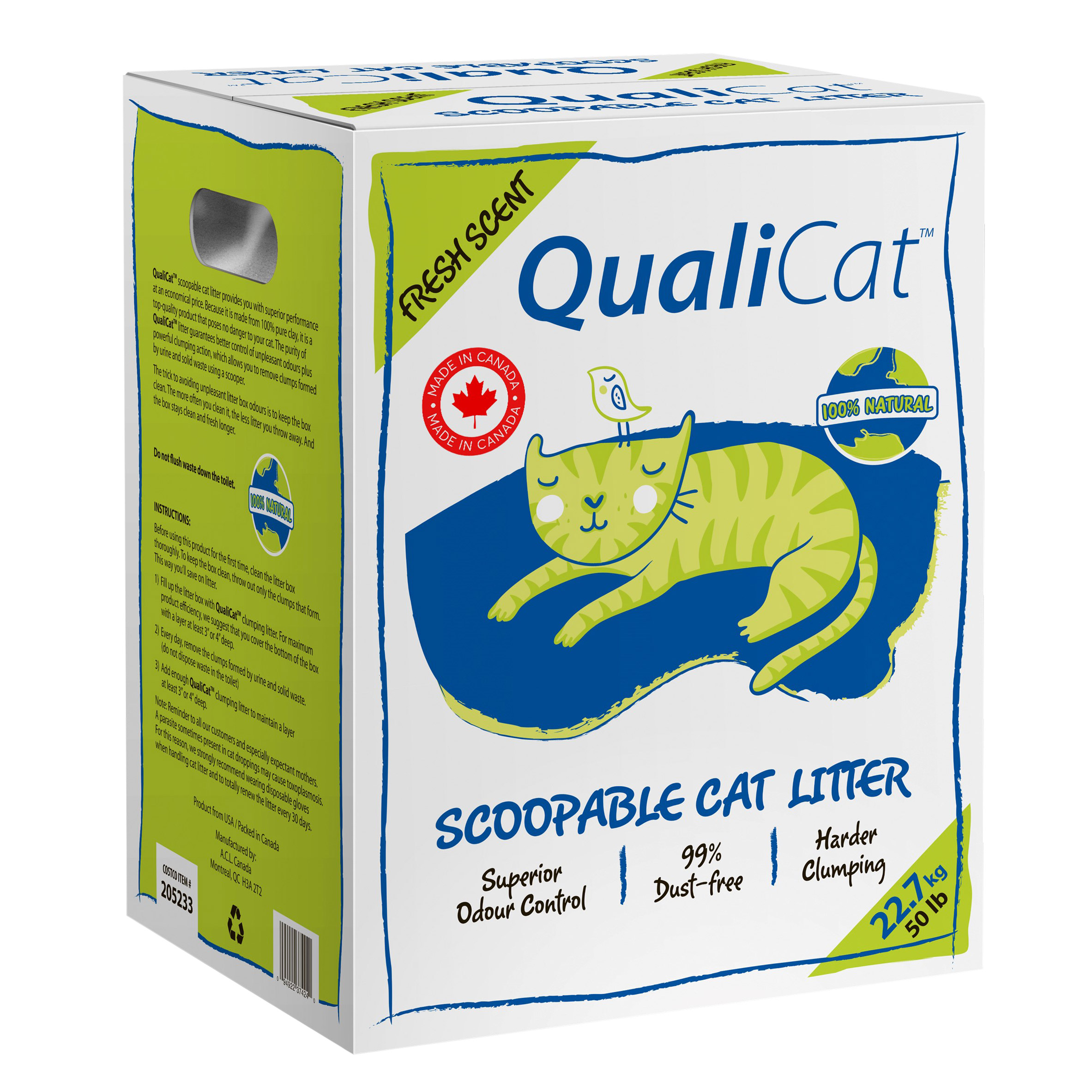 QualiCat Scoopable Cat Litter, 22.7 kg (50 lb)