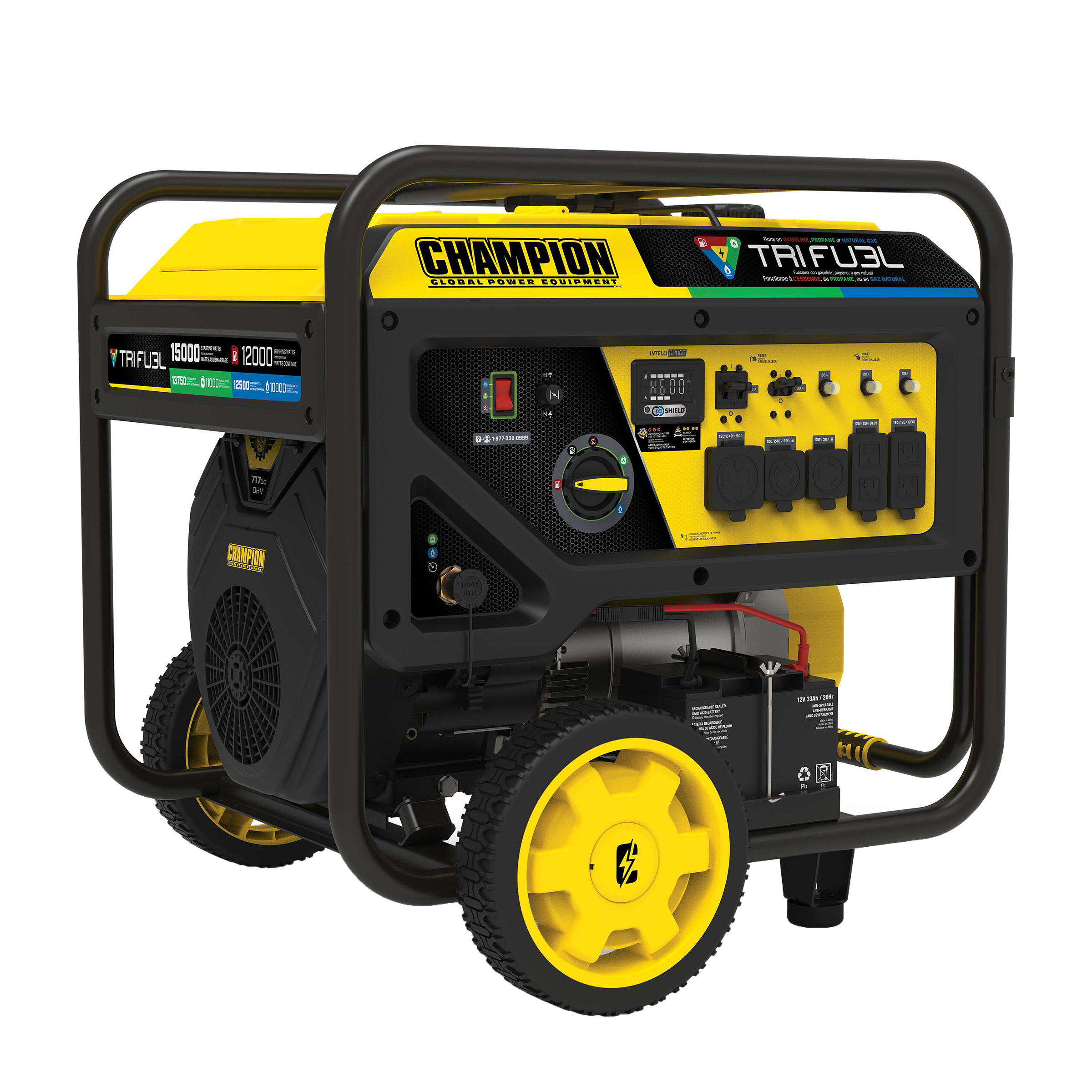 Champion 12,000W Running/15,000W Peak Tri Fuel Generator with CO Shield®