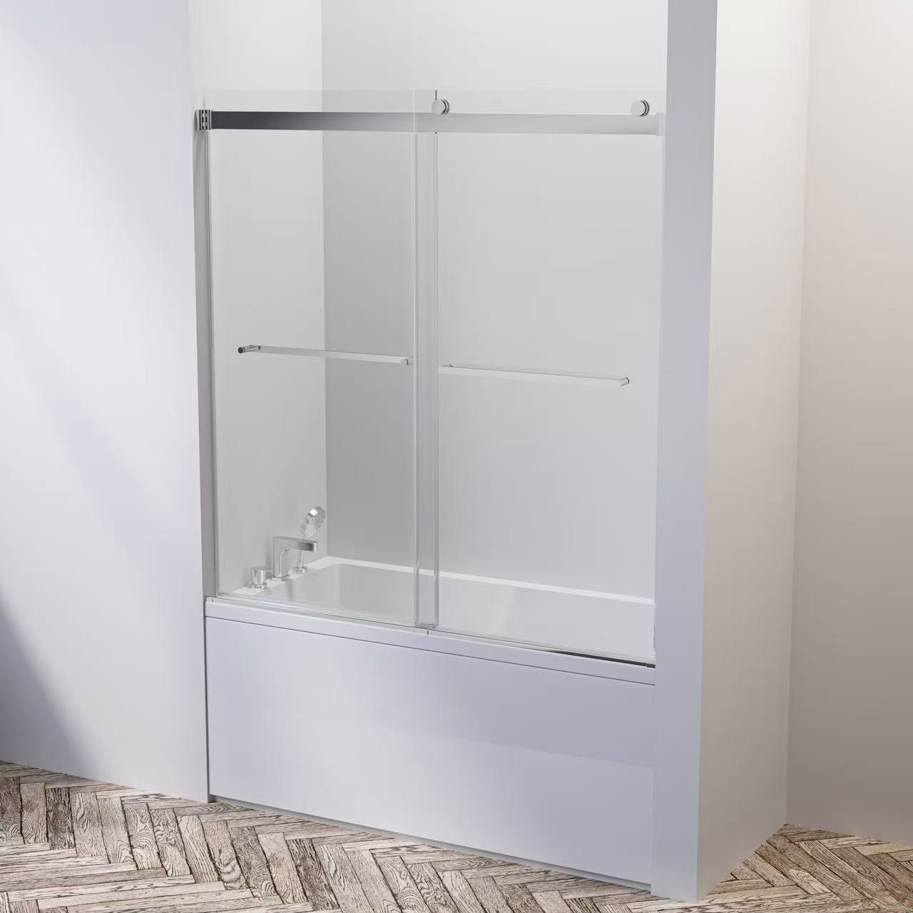 Hydro Vision Kronos 60 in. Frameless Reversible Bypass Bathtub Door