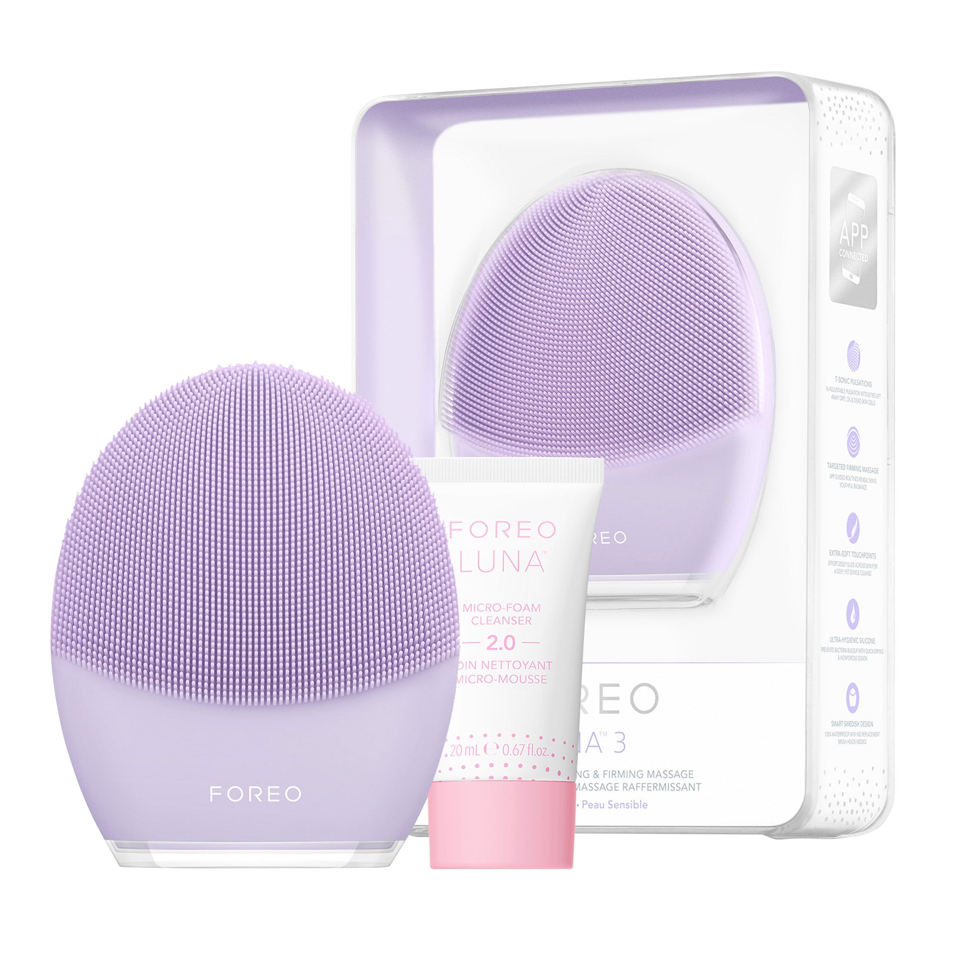 FOREO LUNA 3 Cleansing Routine for Sensitive Skin + Micro-Foam