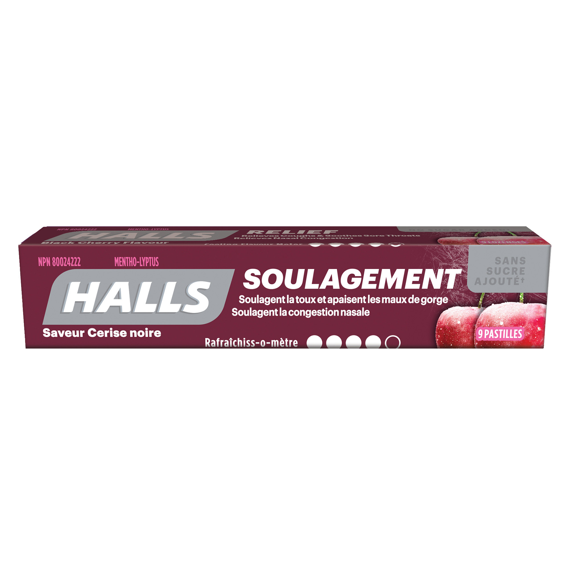 Halls - Pastilles à saveur de cerise noire sans sucre ajouté, 20 × 9 pastilles