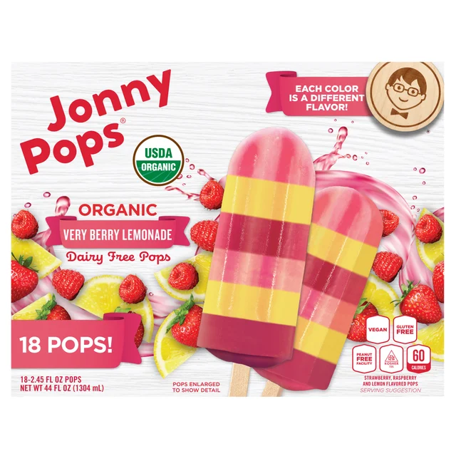 JONNY POPS ORGANIC BERRY LEMONADE 18 COUNT BOX