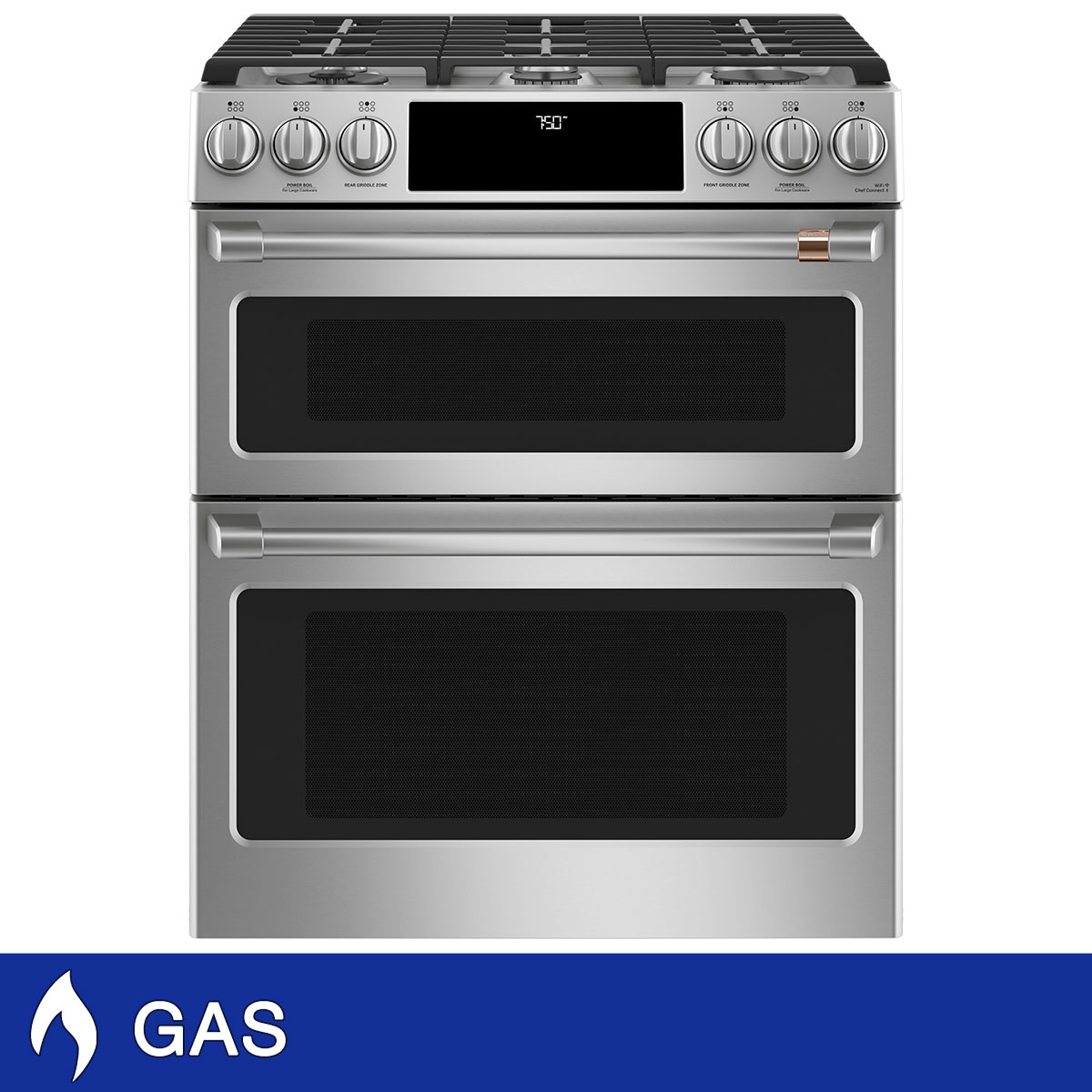Café 30" 6.7 cu. ft. GAS Slide-in Double Oven Range with Convection  WiFi