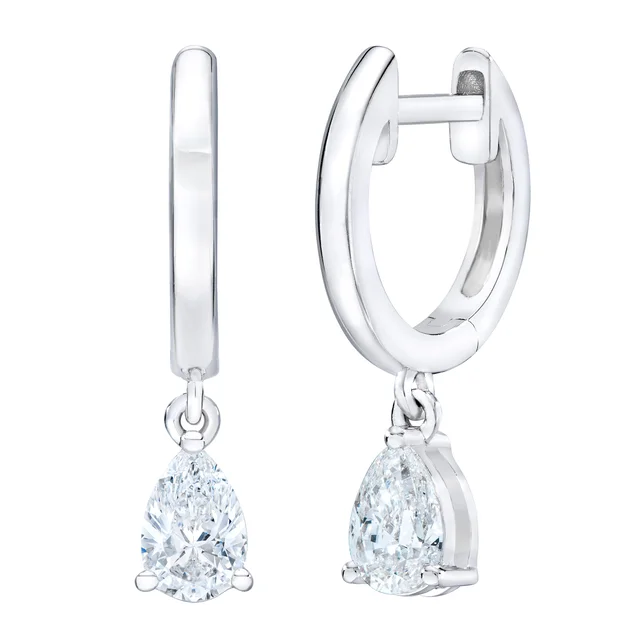 Pear Shape 0.46 ctw VS2 Clarity, H Color Diamond 14kt White Gold Dangle Earrings