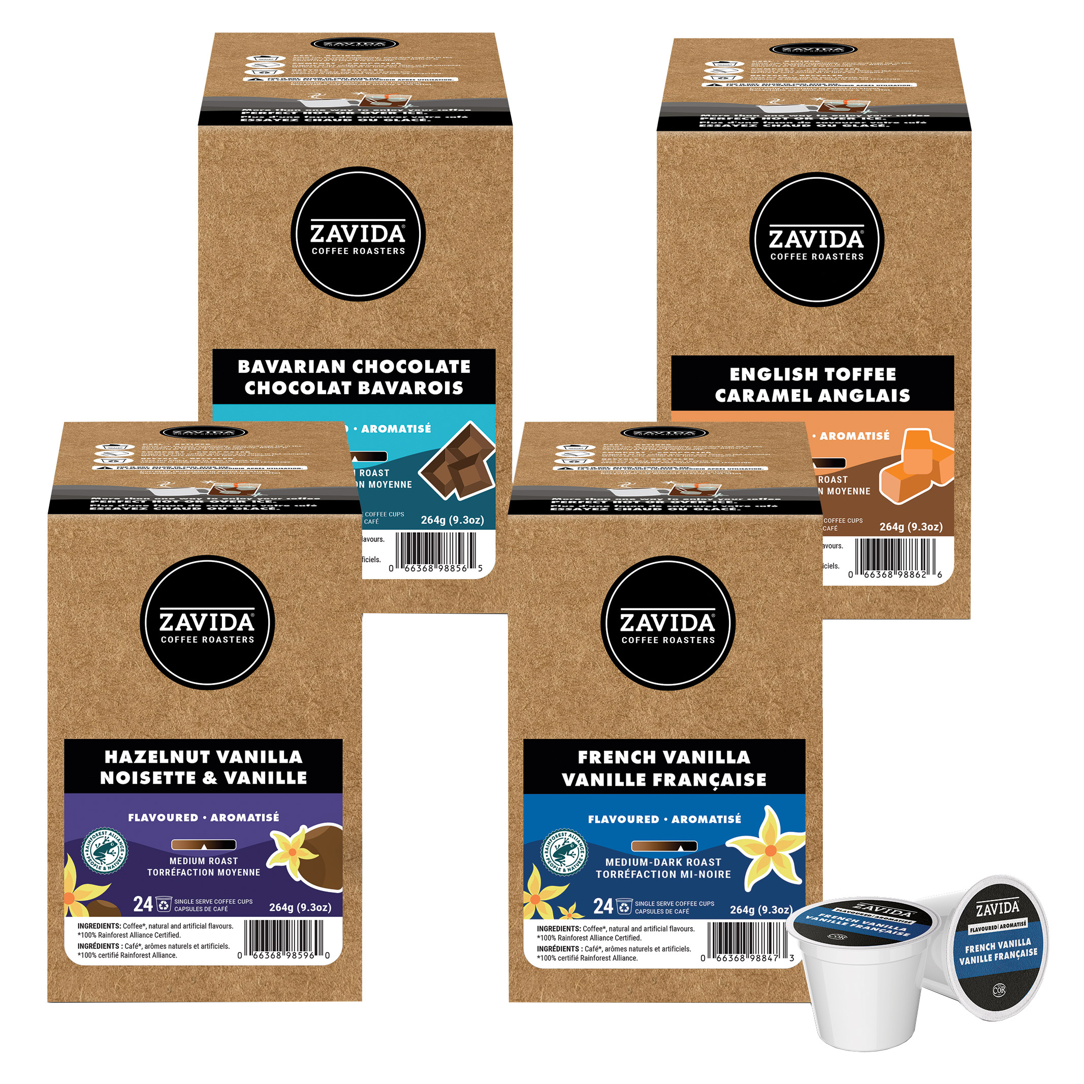 Zavida Flavours Variety Pack Coffee K-Cup Pods, 96- count | Costco