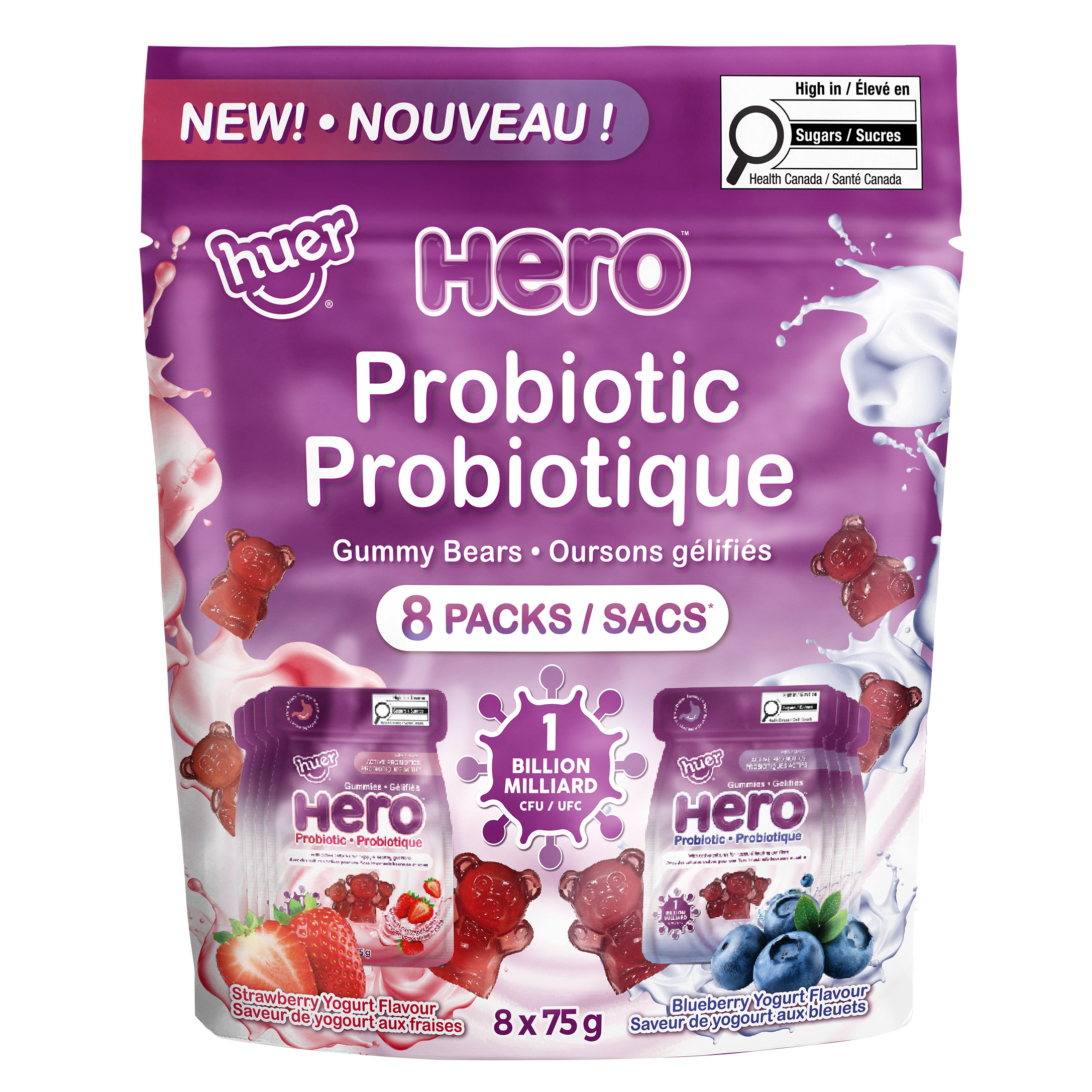 Huer Hero Probiotic Gummies, 8 × 75 g