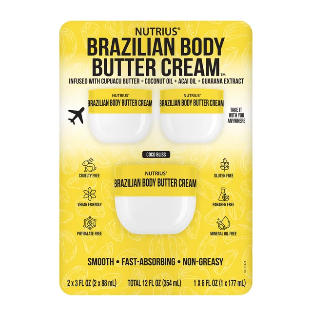 NUTRIUS BRAZILIAN BODY BUTTER 2/3OZ + 1/6OZ