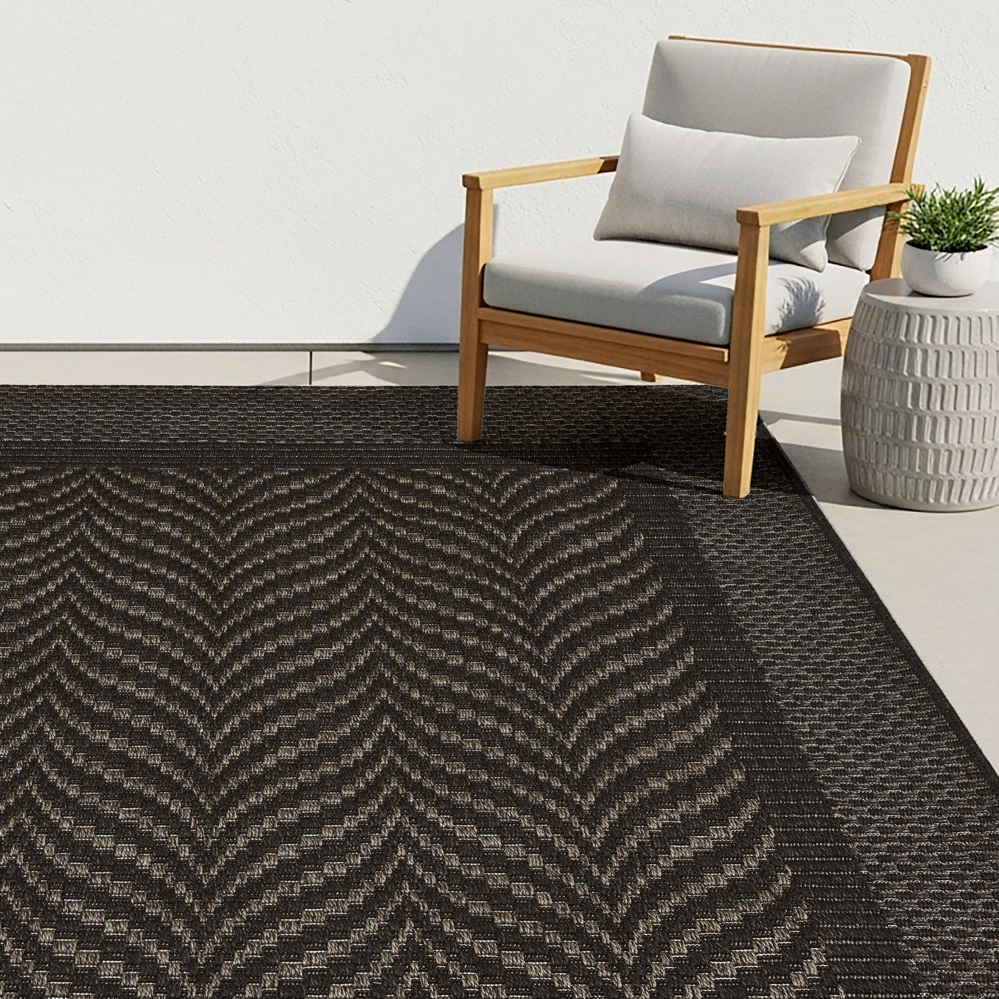Laguna Indoor/Outdoor Area Rug, Aditi Black, 5'3” x 7' | Costco