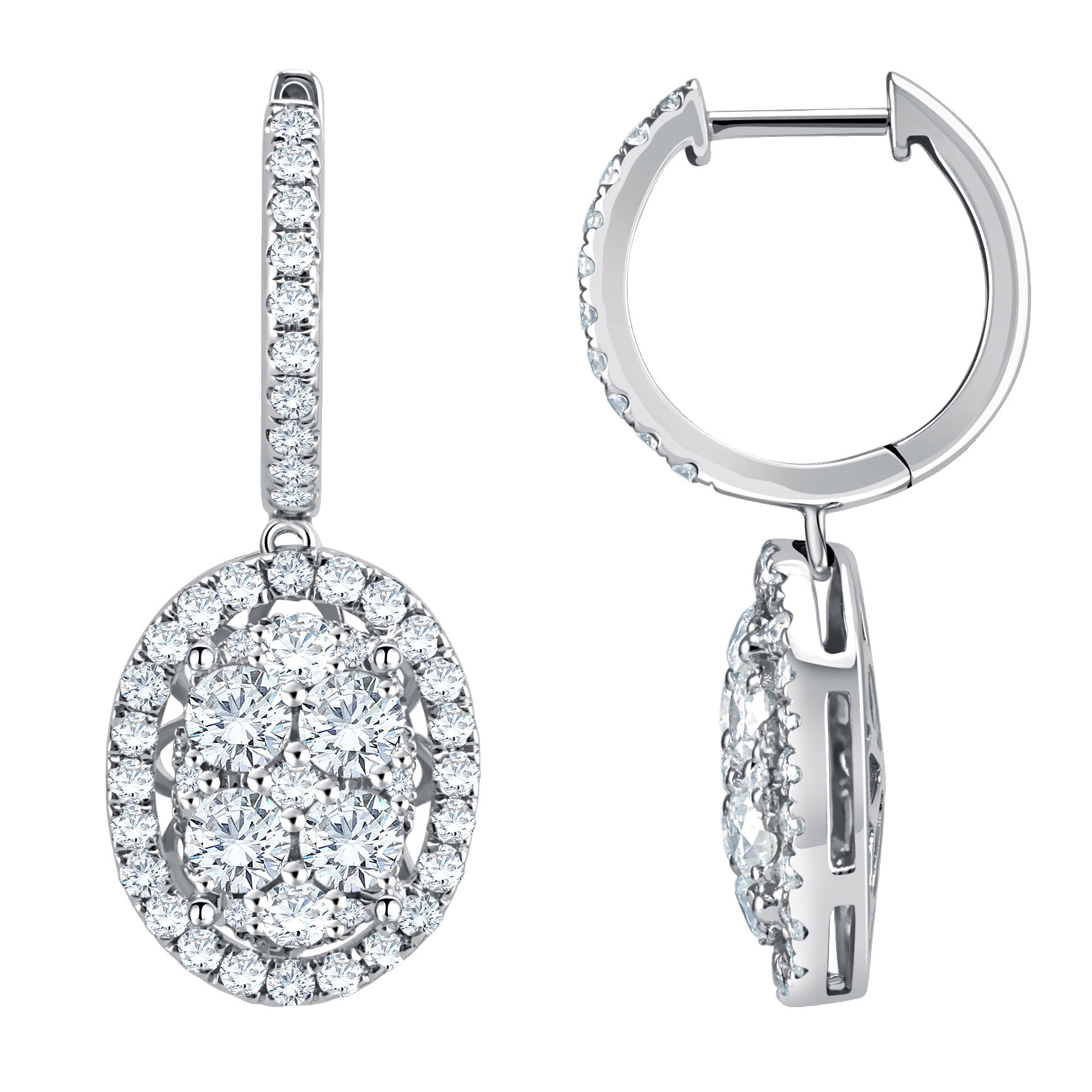Round Brilliant Diamond Cluster Drop Earrings (2.25 ctw) | Costco