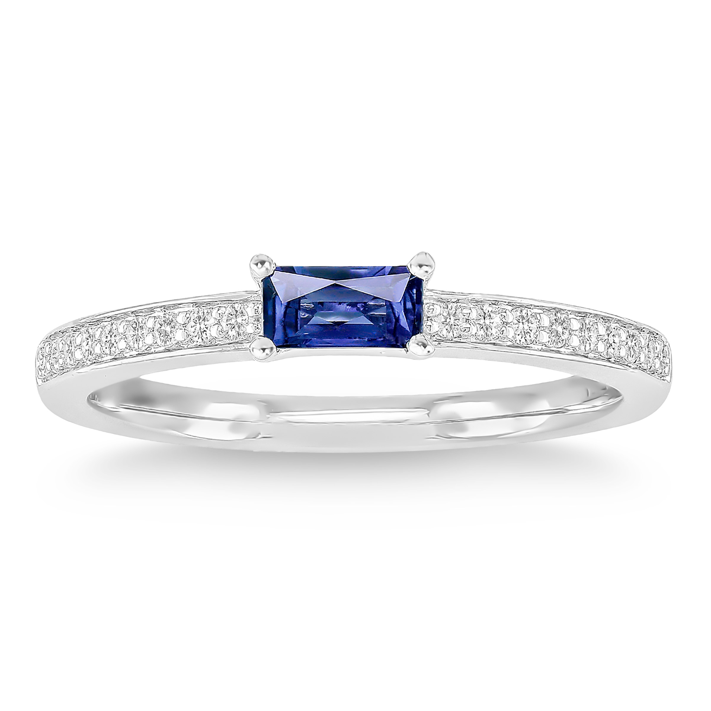 Baguette Cut Sapphire and Diamond Ring (0.10 ctw)