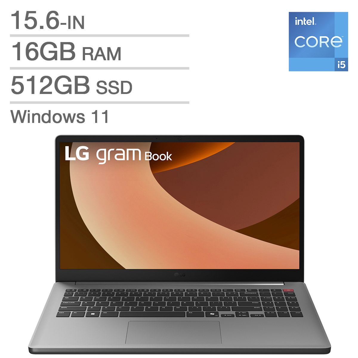 LG Gram Book 15.6-in Laptop, Intel Core i5-1334U 16GB RAM, 512GB