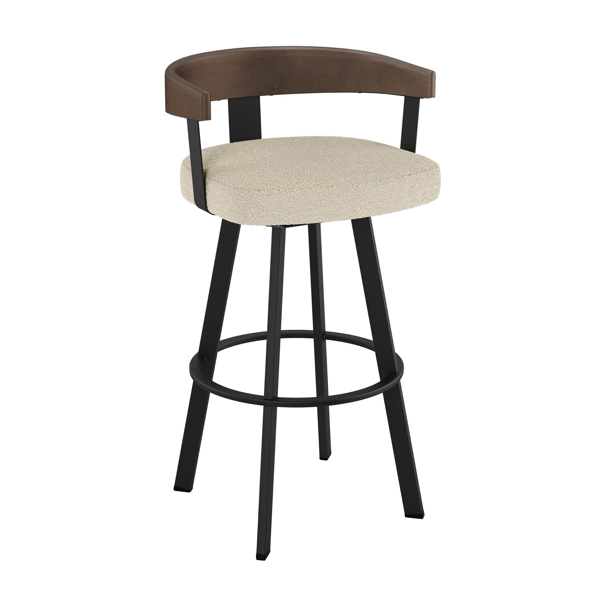 Amisco Lars Swivel Counter Stool in Polyester Fabric, Cream