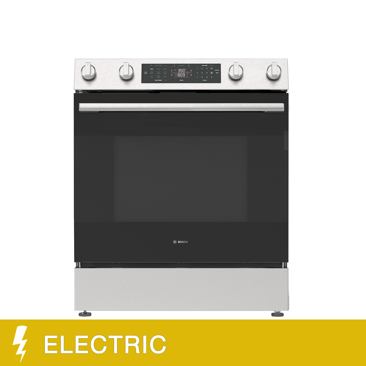 Bosch 100 Series 30 in. 5.8 cu ft. Stainless Steel Electric Freestanding Convection Range with Air Fry