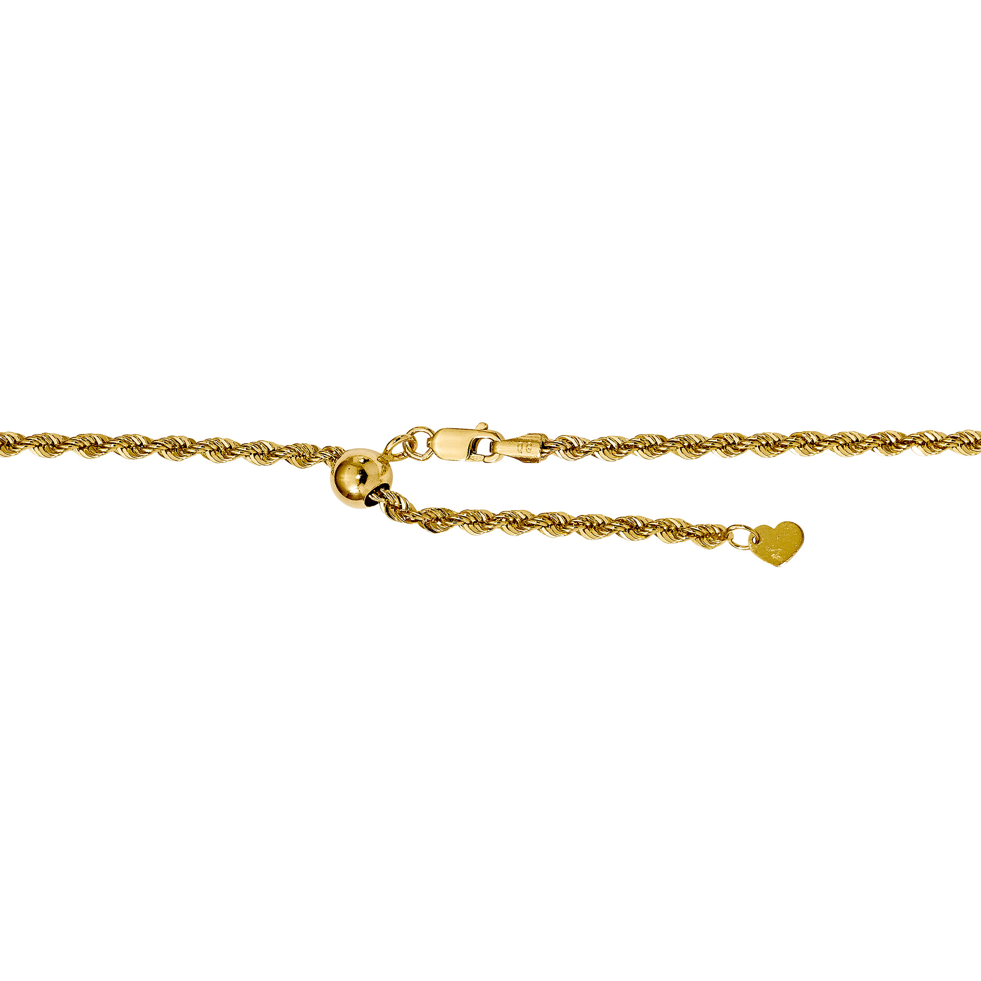 Diamond Cut Adjustable Rope Chain Necklace in 14-kt Yellow Gold | Costco