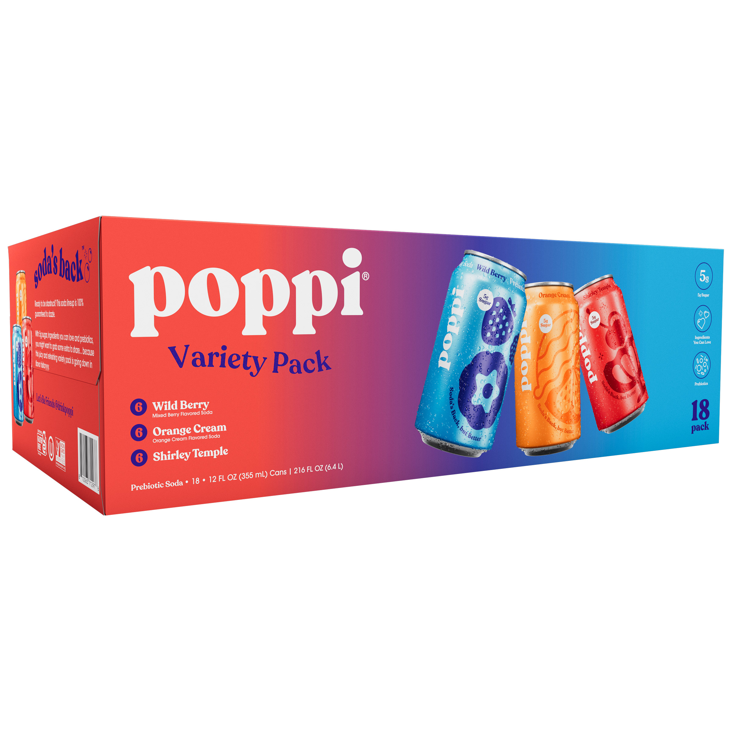 Poppi Soda, Variety Pack, 12 fl oz, 18-count | Costco