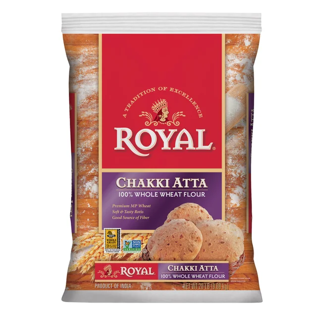 ROYAL CHAKKI ATTA WHOLE WHEAT FLOUR 20 POUND BAG
