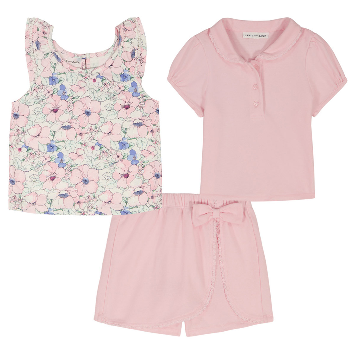 Janie & Jack Kids' 3-piece Pink Floral Skort Set | Costco