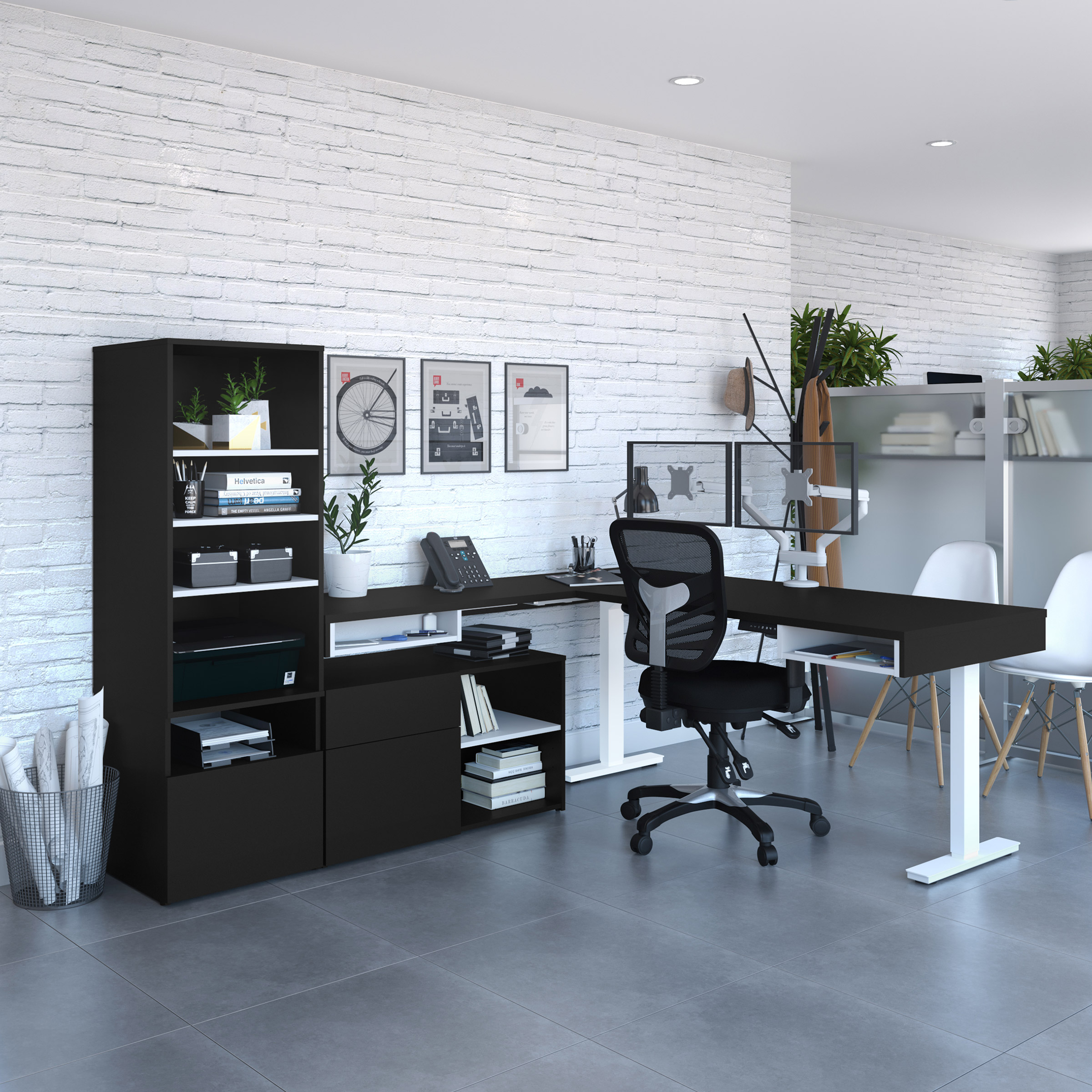 Bestar Viva L-shaped Height-adjustable Workstation