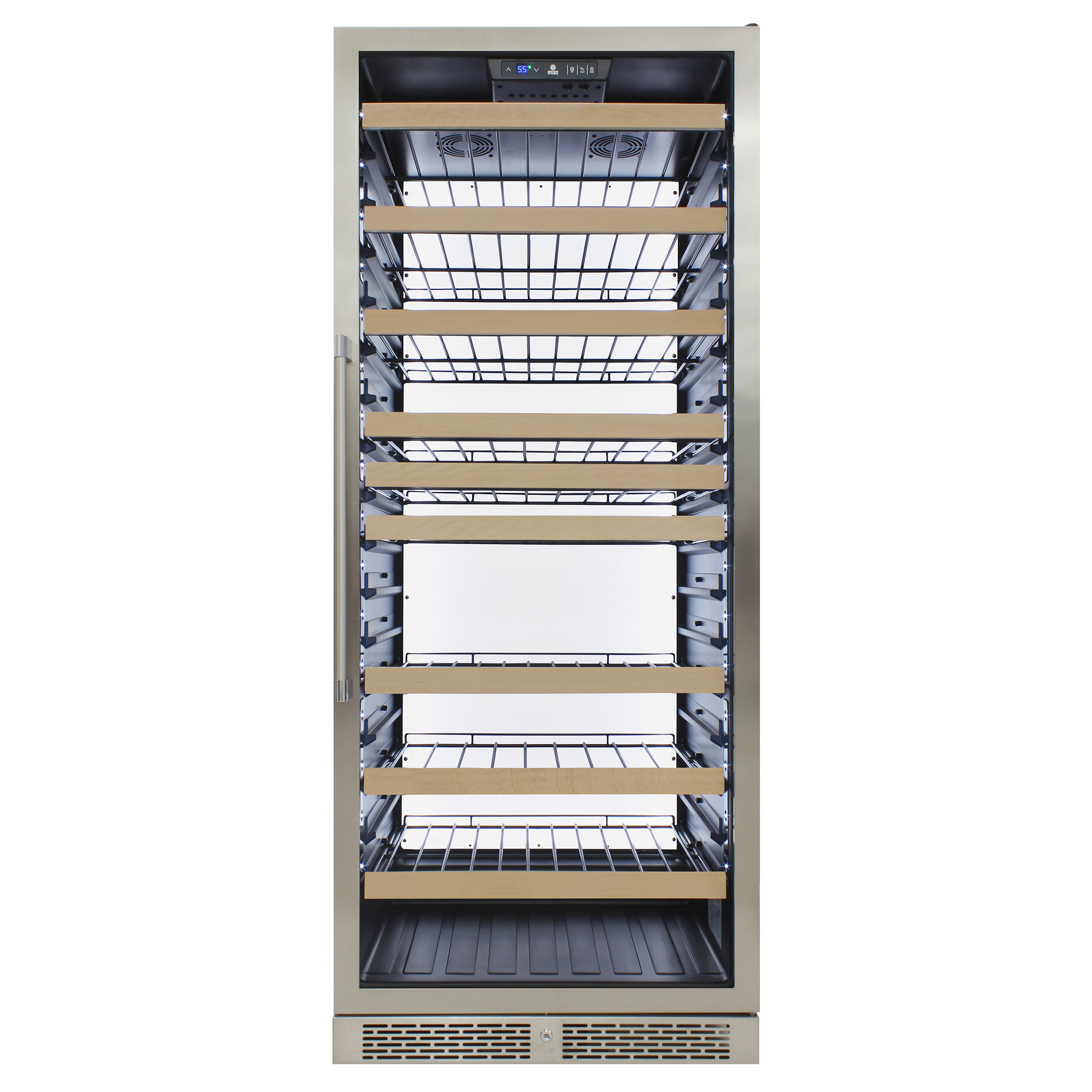 Vinotemp 30 in. 173 Bottle Stainless Steel Blacklit Single-Zone Wine Cooler 