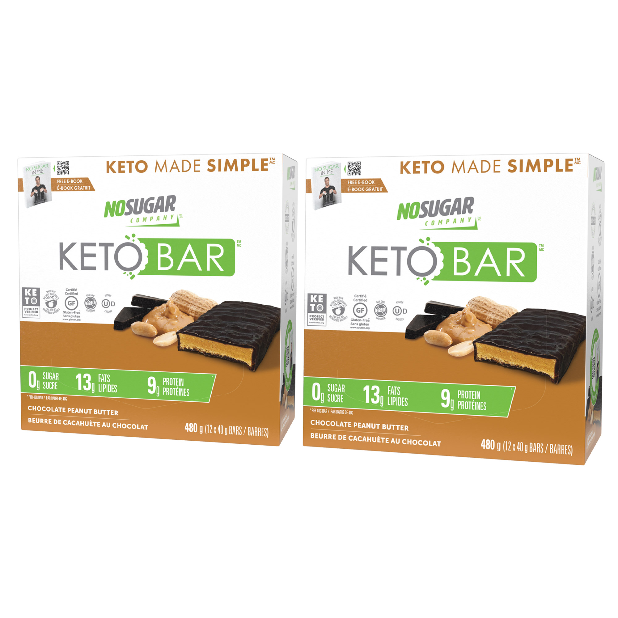 No Sugar Keto Bar, Bars, 2 × 480 g